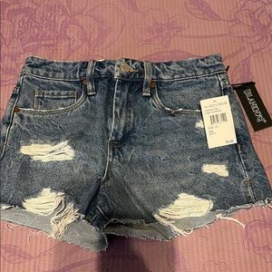 Blank NYC Distressed Jean Shorts in Blue